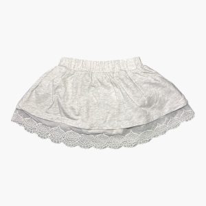 Jupe bébé grise avec dentelle en bas et taille élastique Newness – 9 mois, d'occasion