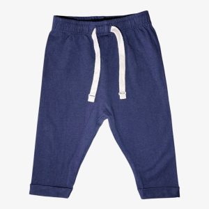Legging bébé bleu marine uni avec lacets blancs à la taille, In Extenso 6 mois d'occasion