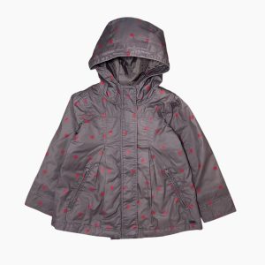 Veste bébé grise à capuche avec pois rouges. Okaidi, 3 ans d'occasion