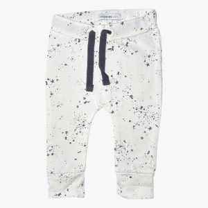 Pantalon bébé blanc avec étoiles et taches gris foncé, Noppies Baby naissance d'occasion