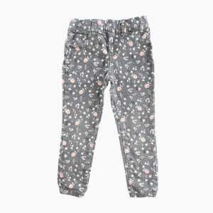 Pantalon bébé gris à fleurs roses et blanches,2/3 ans d'occasion