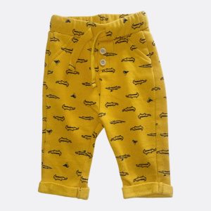 Pantalon jogging bébé moutarde motifs dinosaures – 6 mois, In Extenso, d'occasion