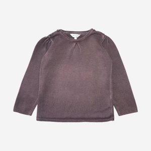 Pull marron uni à manches longues avec boutons à l’épaule, Kid Kanai, 5 ans. d'occasion