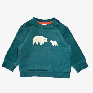 Pull vert bébé avec motif ours polaire adulte et bébé – 6 mois, d'occasion