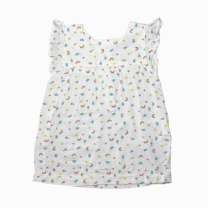Robe bébé fille blanche à motifs multicolores avec volants – Tissaia 3 mois, d'occasion