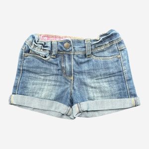 Short fille en jean bleu délavé Tape à l’Œil avec ourlets retroussés, poches avant et arrière, 2 ans d'occasion