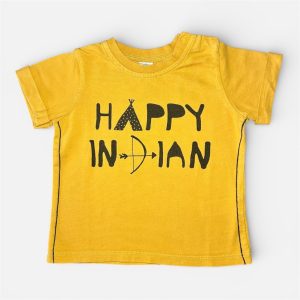 T-shirt bébé jaune manches courtes “Happy Indian” – Tex, 9 mois d'occasion