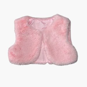 Veste bébé rose sans manches en fausse fourrure avec fermeture en haut – 9 mois, d'occasion