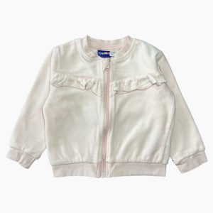 Veste bébé zippée en polaire rose pâle avec volant sur la poitrine, Lupilu, 6/12 mois d'occasion