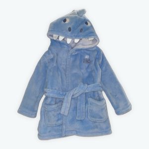 Robe de chambre enfant manches longues polaire bleu poches plaquées devant, ceinture.