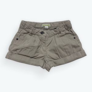 Short enfant velours fines côtes grège revers au bas pinces à la taille. Seconde main.