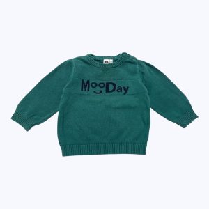 Pull bébé manches longues bleu sarcelle jacquard marine. Seconde main.