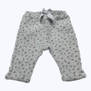 Jogging 3/4 bébé maille gris clair, élastiqué à la taille. Seconde main.
