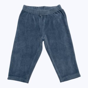 Pantalon de pyjama bébé velours bleu charrette.