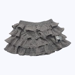 Jupe enfant voile crème à pois noir, taille élastiquée. Seconde main.