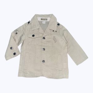 veste bébé manches longues beige dotée de découpes et de poches plaquées. Seconde main.