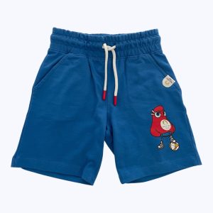 Short enfant bleu PARIS 2024 jeux olympiques élastiqué à la taille. Seconde main.