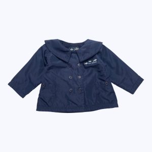 Veste bébé manches longues marine doublée polaire grand col, poches plaquées. Seconde main.