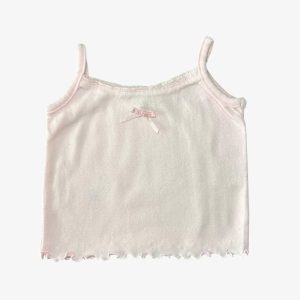 Débardeur bébé rose pâle à fines bretelles avec petit nœud sur le devant. Culbuto, 12 mois d'occasion