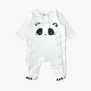 Pyjama bébé blanc en velours avec panda. Gémo, 1 mois d'occasion