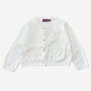Gilet bébé blanc avec fleurs rouges brodées Sergent Major 9 mois, d'occasion