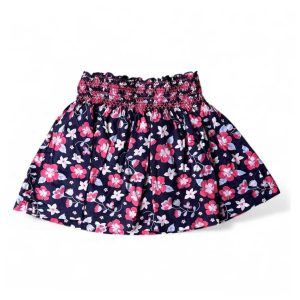 Jupe enfant bleu marine à motifs fleuris taille smockée 2-3 ans, d'occasion
