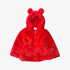Manteau bébé rouge en fausse fourrure avec capuche et oreilles, 5 ans d'occasion