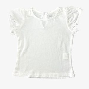 T-shirt bébé blanc manches courtes avec épaules volantées Primark, 6/9 mois d'occasion