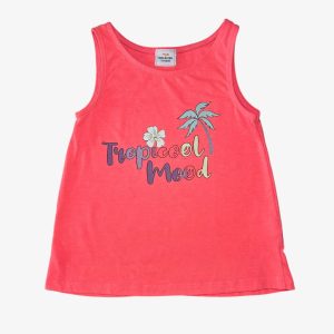 Débardeur enfant corail Tropicool Mood avec motif palmier et fleur. Tape à l'Oeil, 5 ans d'occasion