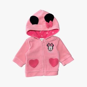 Veste bébé rose à capuche Minnie avec oreilles et cœurs. Disney, 1 mois d'occasion