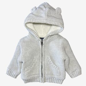 Veste bébé grise en maille avec capuche oreilles doublée Kiabi 3 mois, d'occasion