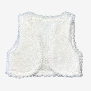 Gilet bébé blanc sans manches effet fourrure P’tit Môme 9 mois, d'occasion