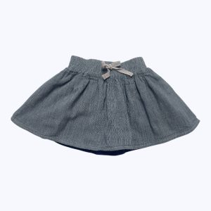 Jupe bébé élastiquée à la taille bleu marine chinée. Seconde main.