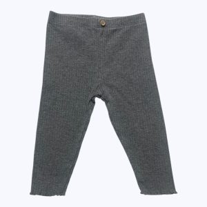 Legging bébé gris grosses côtes bouton décoratif devant. Seconde main.