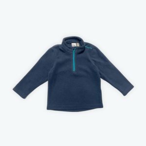Sweat enfant manches longues polaire bleu patte de boutonnage zippée devant. Seconde main.