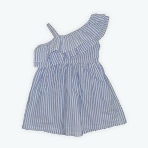 Robe enfant débardeur bretelle volantée aux épaules fronce à la taille zip au côté. Seconde main.