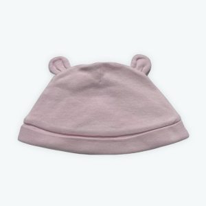 Bonnet bébé maille rose clair petites oreilles. Seconde main.