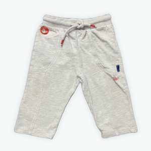 Jogging bébé maille gris clair élastique et cordon à la taille. Seconde main.