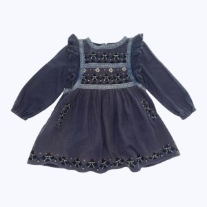 Robe enfant style inca manches longues grise. Seconde main.
