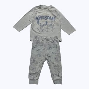 Ensemble pyjama bébé Stitch bleu ciel patte de boutonnage au dos. Seconde main.