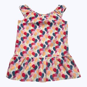 Robe enfant débardeur volant au bas motifs ballons multicolores. Seconde main.