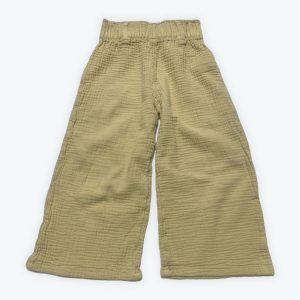Pantalon enfant large moutarde gaufré élastique à la taille . Seconde main.