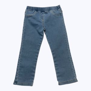 Pantalon enfant jean clair élastique à la taille poches décoratives. Seconde main.