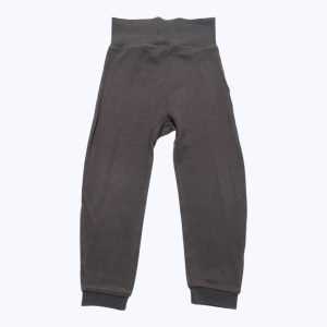 Pantalon bébé marron élastique large à la taille dessin dinosaure aux fesses. Seconde main.