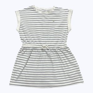 Robe bébé marinière manches courtes à revers taille élastiquée. Seconde main.
