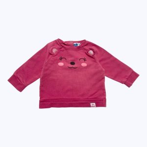 Sweat bébé manches longues molleton rose imprimé animal devant. Seconde main.