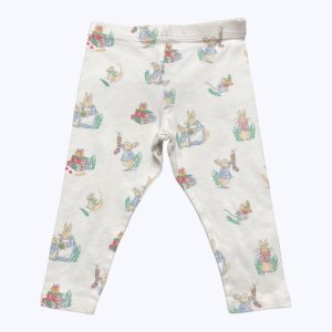Legging bébé crème motifs lapin colorés. Seconde main.