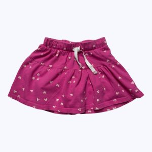 Jupe short bébé rose motifs cœurs blanc élastique à la taille. Seconde main.