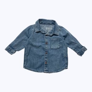 Chemise bébé manches longues bleu jean. Seconde main.