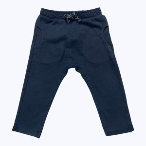 Jogging maille bleu marine poches côté élastiqué à la taille. Seconde main.
